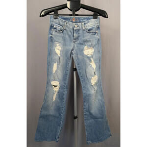 7 For All Mankind Jeans Womens sz 26 Distressed A Pocket Flare Leg Lexie Petite